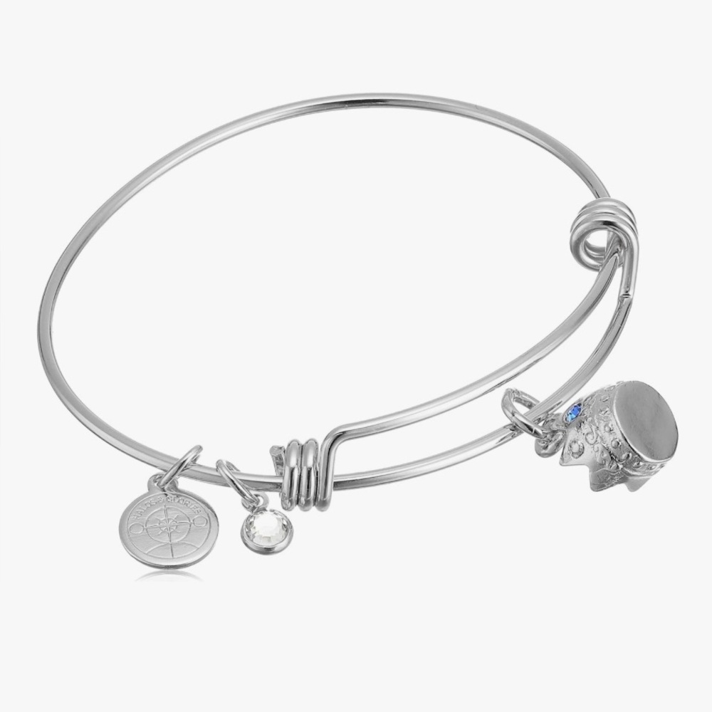 Halos & Glories Silver Charm Bangle Bracelet, crown